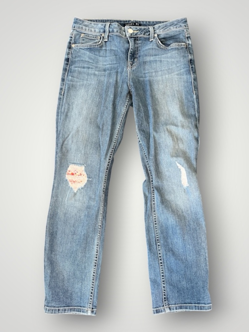 🧋Level 99 Lily Mid Rise Skinny Straight Jeans Kunin Wash Distressed 29